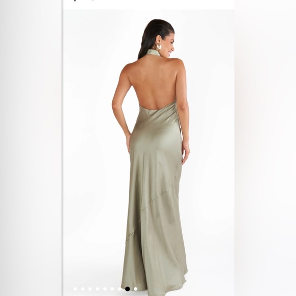 NWOT SHOW ME YOUR MUMU- Jasmine Halter Maxi Dress size L color: Moss Green - Picture 8 of 8